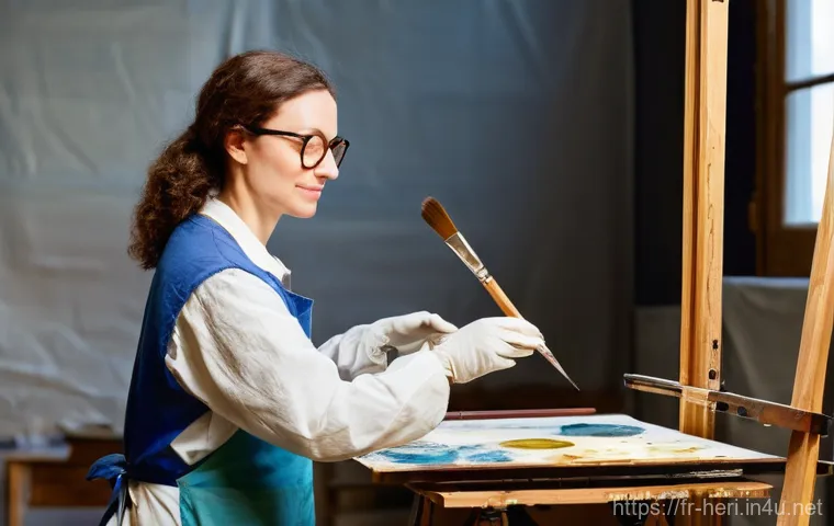 문화재수리기술자 자격증과 경력 전환 가능성 - **Prompt 1: The Art and Science of Painting Restoration in a Parisian Atelier**
    "A highly skille...